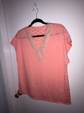 Women’s Large Top | Blouse | Boho | Bright Peach | Airy | Nwot